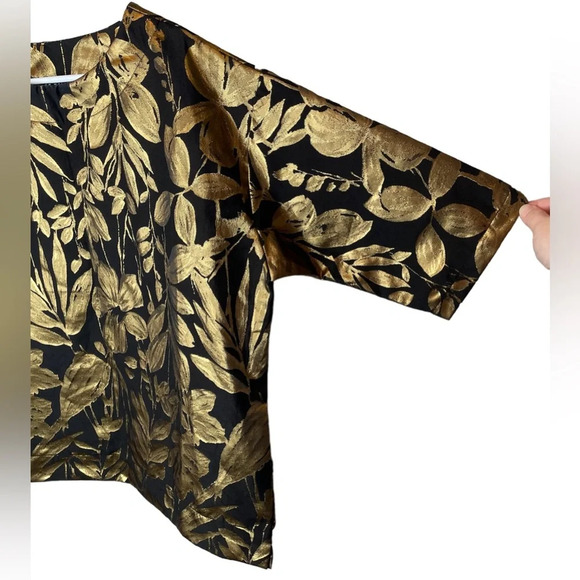 Bryn Walker Yael Folie D' Oro Jacquard Metallic Floral Print Top Size Small - Picture 5 of 11